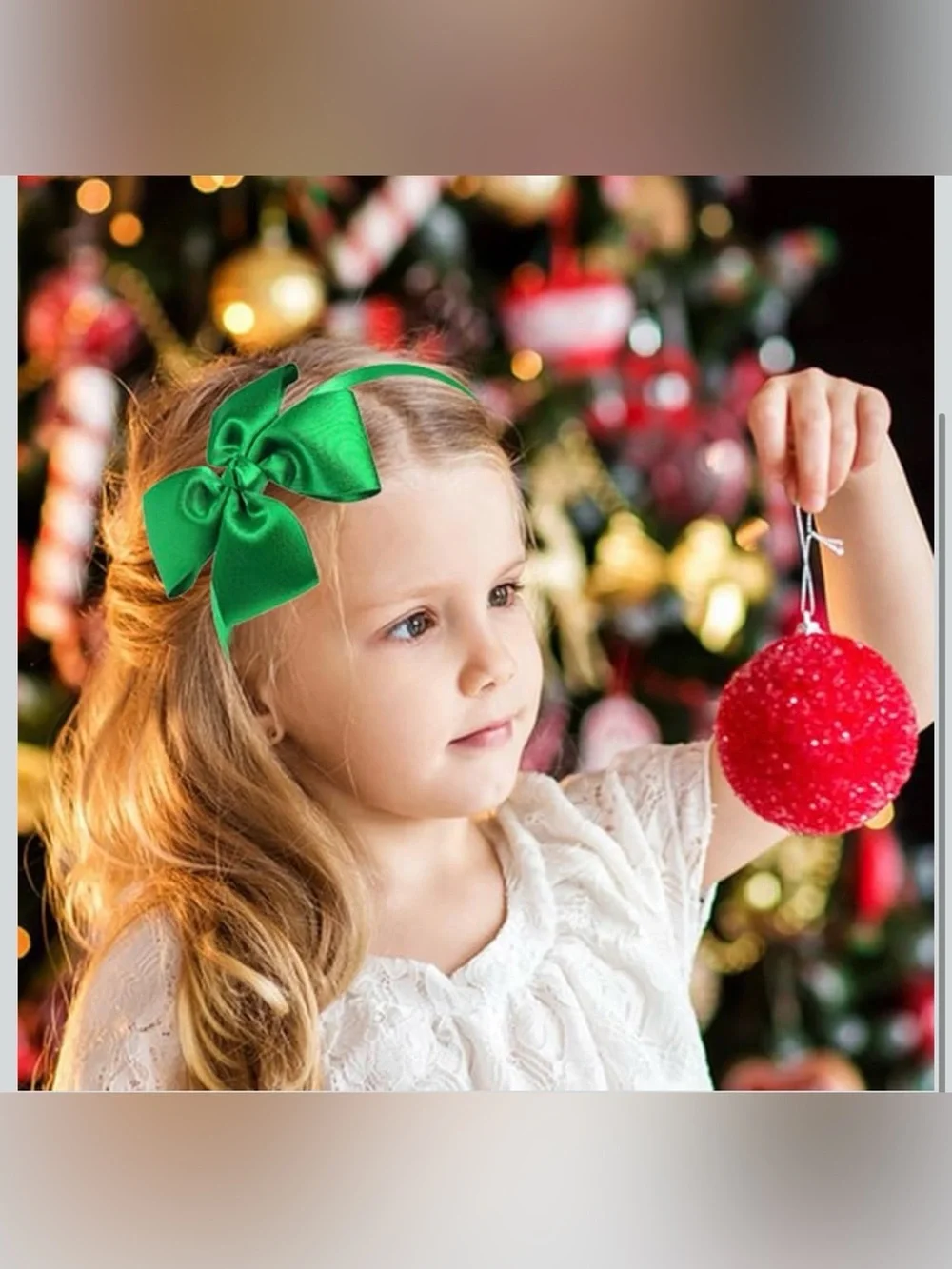 Bright Green Satin Bow Headband for Kids